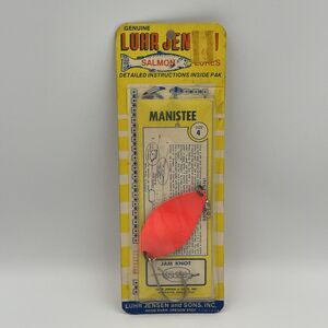 Vintage Luhr Jensen MANISTEE Orange Salmon Fishing Spoon Lure SIZE 4